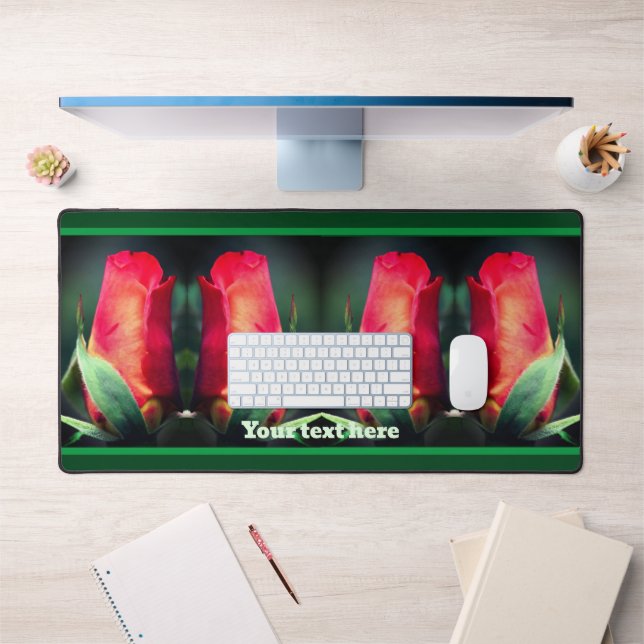 Fleur Rosebud rouge personnalisée (Bureau 1)