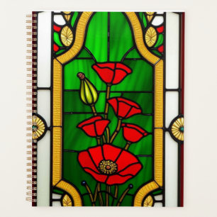 Fleur rouge Élégant Art de Verre Coloré