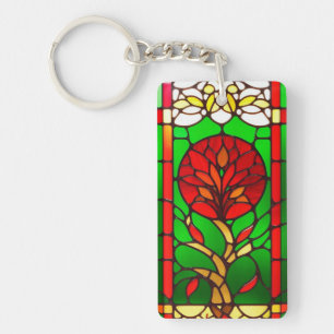 Fleur rouge Élégant Art de Verre Coloré