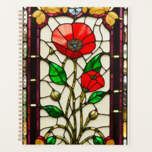Fleur rouge Élégant Art de Verre Coloré