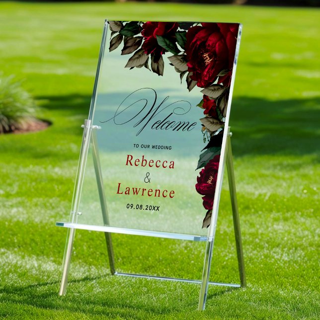 Fleur rouge foncé moody gothique mariage bienvenue (Créateur téléchargé)