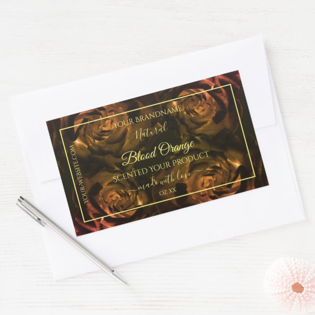 Fleur rouge foncé orange Rose Étiquettes de produi (Enveloppe)