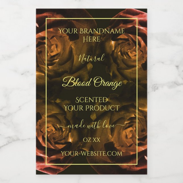 Fleur rouge foncé orange Rose Étiquettes de produi (Étiquettes simples)