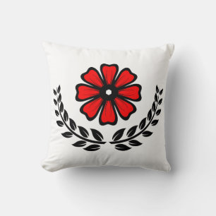 Fleur rouge - Oreiller à jet en polyester 16" x 16