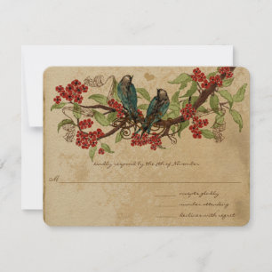 Fleur rouge Vintage Oiseaux de mariage RSVP