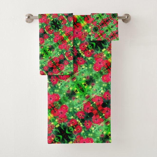 Fleur rouge Zinnia de fond Motif Abstrait (En situation)