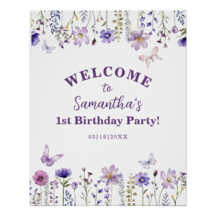 Fleur sauvage 1er anniversaire Affiche de bienvenu