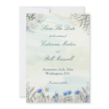 Fleur sauvage Aquarelle Bleu Enregistrer la carte 