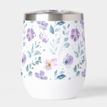 Fleur sauvage aquarelle verte violette