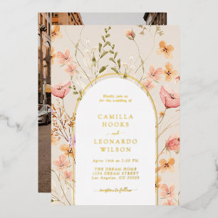 Fleur sauvage Arch Faire-part de mariage Foil Invi