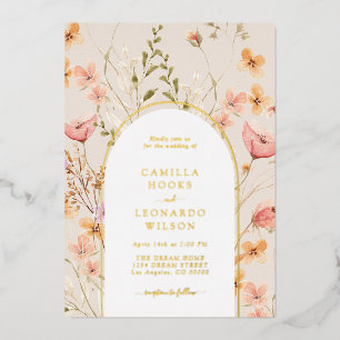 Fleur sauvage Arch Faire-part de mariage Foil Invi