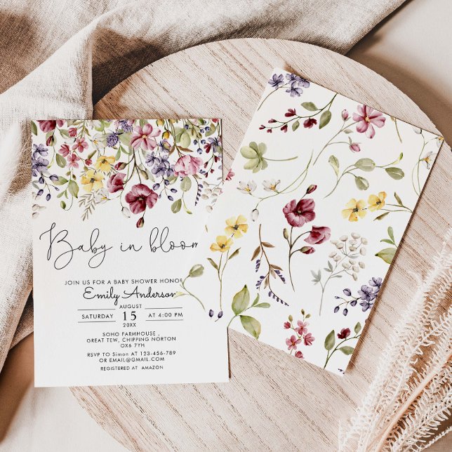 Fleur sauvage Baby in Bloom Baby shower Invitation (Créateur téléchargé)