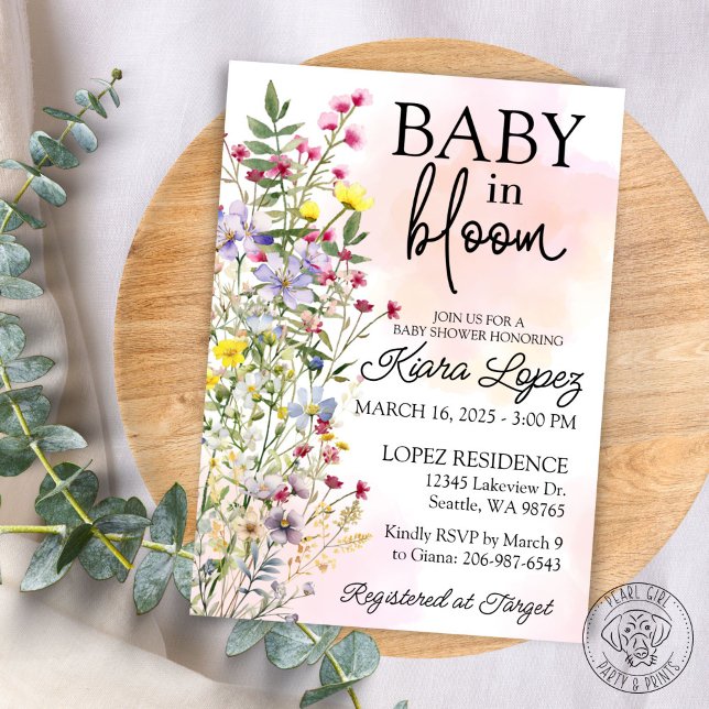 Fleur sauvage Baby in Bloom Baby shower Invitation (Créateur téléchargé)