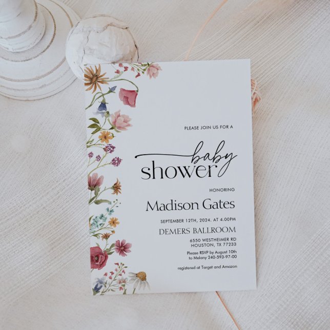 Fleur sauvage baby shower Invitation (Créateur téléchargé)