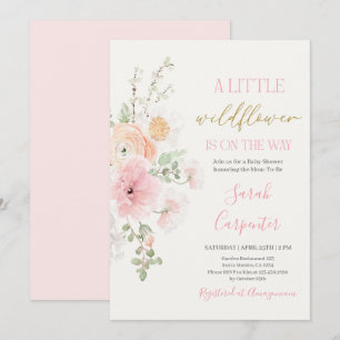 Fleur sauvage Baby shower Invitation fille