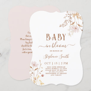 Fleur sauvage Baby shower Invitation fille