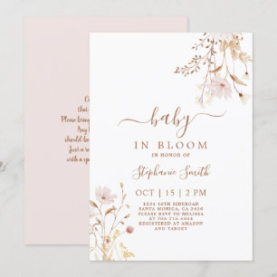 Fleur sauvage Baby shower Invitation fille