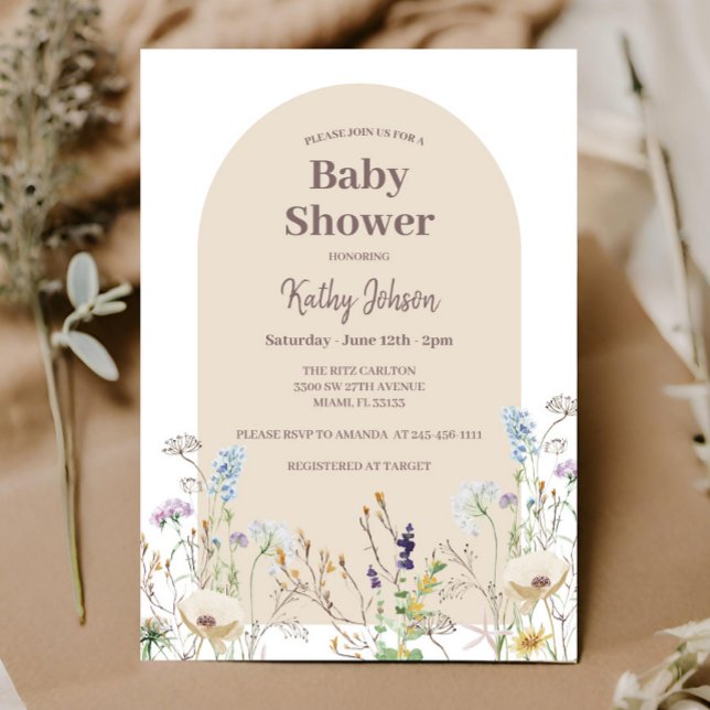 Fleur sauvage Baby shower Invitation fille (Créateur téléchargé)
