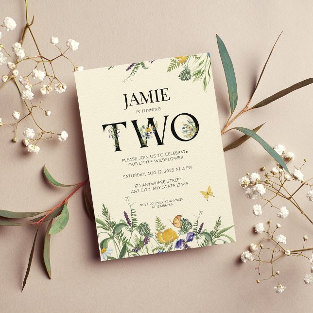 Fleur sauvage Boho 2e Invitation fille anniversair (Créateur téléchargé)