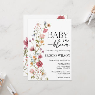 Fleur sauvage Boho Baby shower Invitation