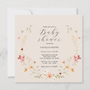 Fleur sauvage Boho Baby shower Invitation
