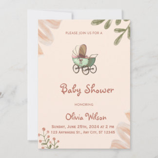Fleur sauvage Boho Baby shower Invitation