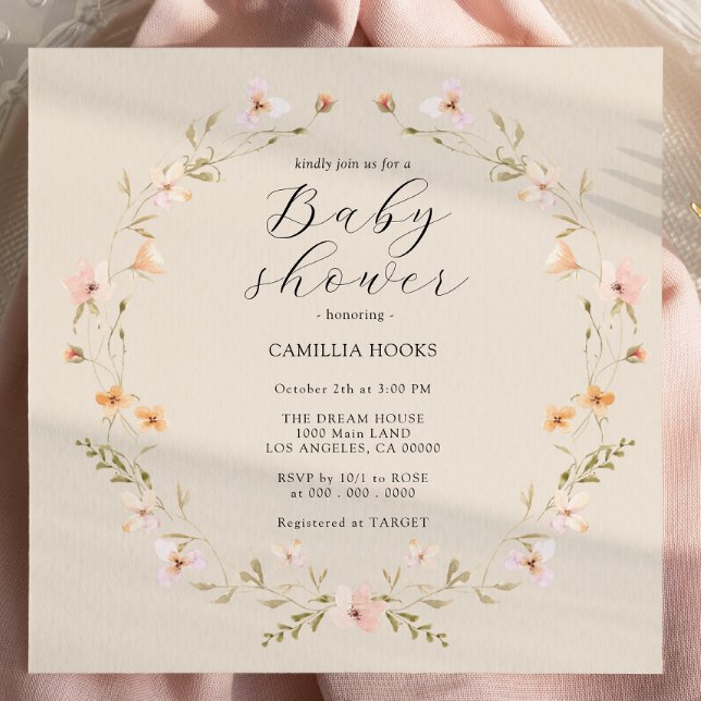 Fleur sauvage Boho Baby shower Invitation (Créateur téléchargé)
