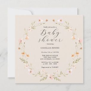 Fleur sauvage Boho Baby shower Invitation