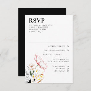 Fleur sauvage Boho Black Elegant Wedding RSVP