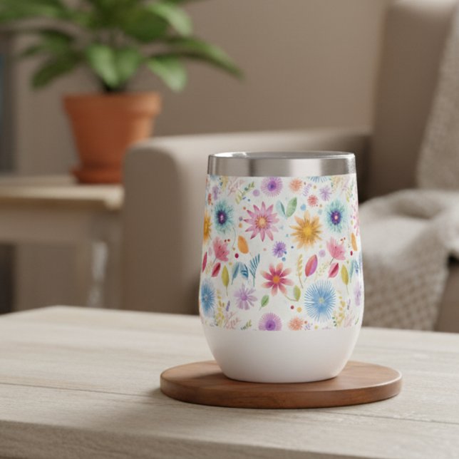 Fleur sauvage boho bleu violet rose (Créateur téléchargé)