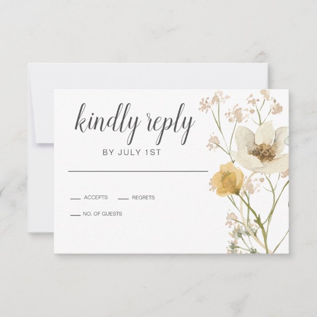 Fleur sauvage Boho jardin Floral Wedding Carte RSV (Devant)
