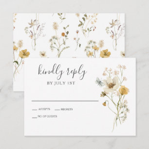 Fleur sauvage Boho jardin Floral Wedding Carte RSV