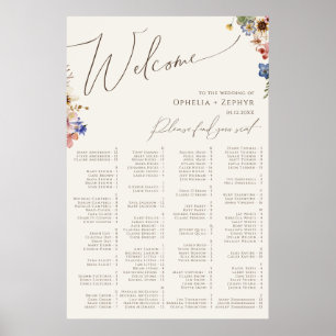 Fleur sauvage Boho   Tableau de sièges alphabétiqu