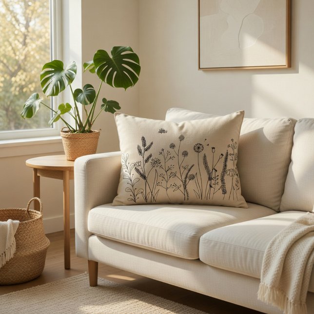 Fleur sauvage botanique Coussin d'accent avec conc (Créateur téléchargé)