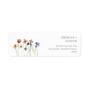 Fleur sauvage coloré   Étiquette d'adresse de reto