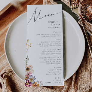 Fleur sauvage coloré   Menu du dîner de mariage du