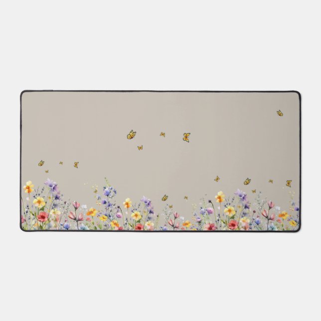 Fleur sauvage couleur aquarelle avec papillon (Recto)