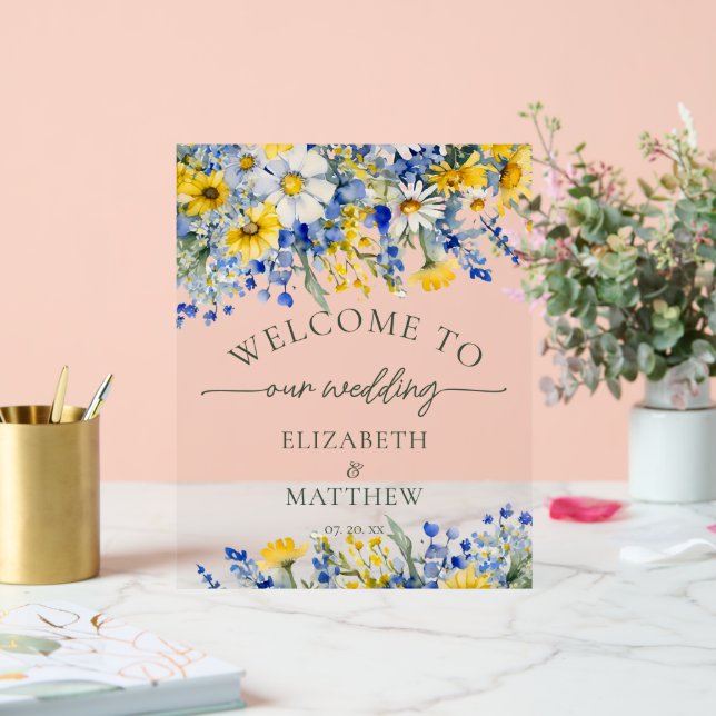 Fleur sauvage couleur bleu et jaune Dusty Bienvenu (Mariage)