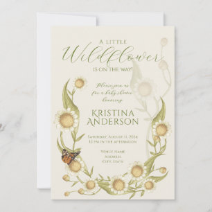 Fleur sauvage Daisy QR Code Baby shower Invitation
