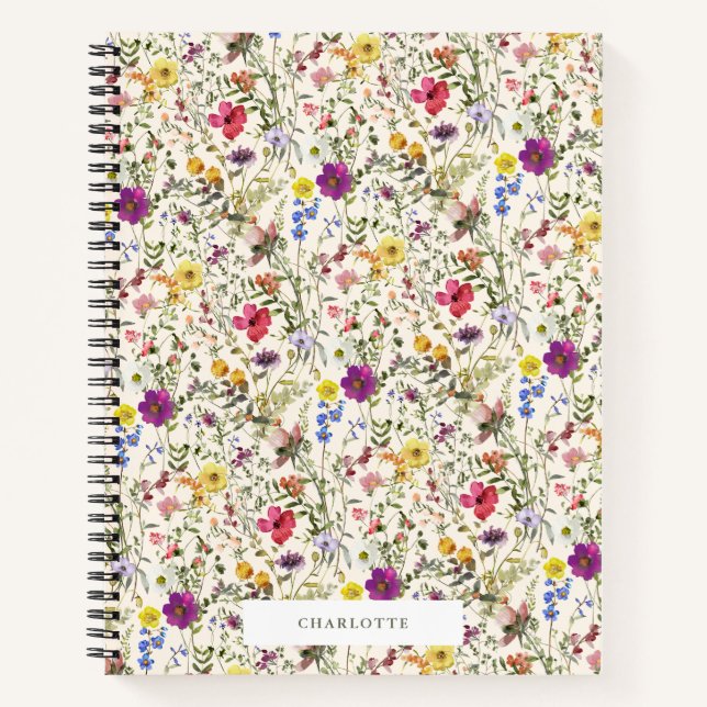 Fleur sauvage d'aquarelle Florals Carnet spiral (Devant)