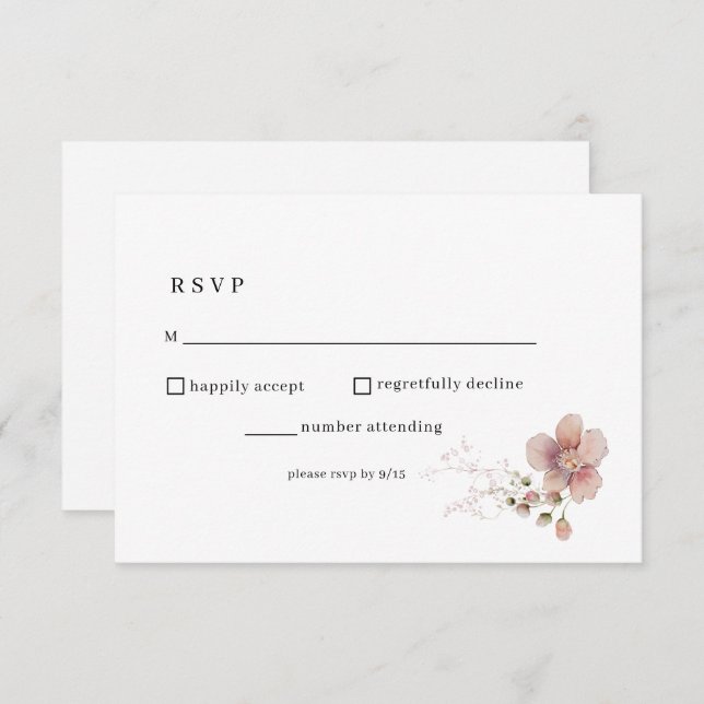 Fleur sauvage d'aquarelle mariage RSVP (Devant / Derrière)