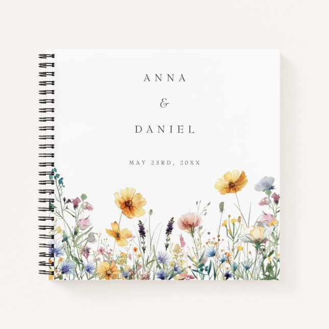 Fleur sauvage d'aquarelle Printemps Mariage livre  (Devant)