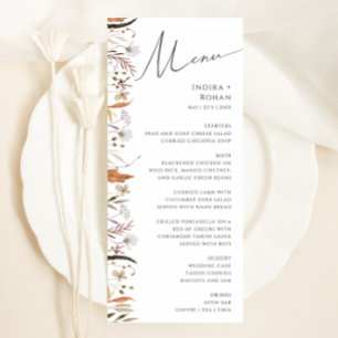 Fleur sauvage d'automne Boho   Menu Dîner Mariage