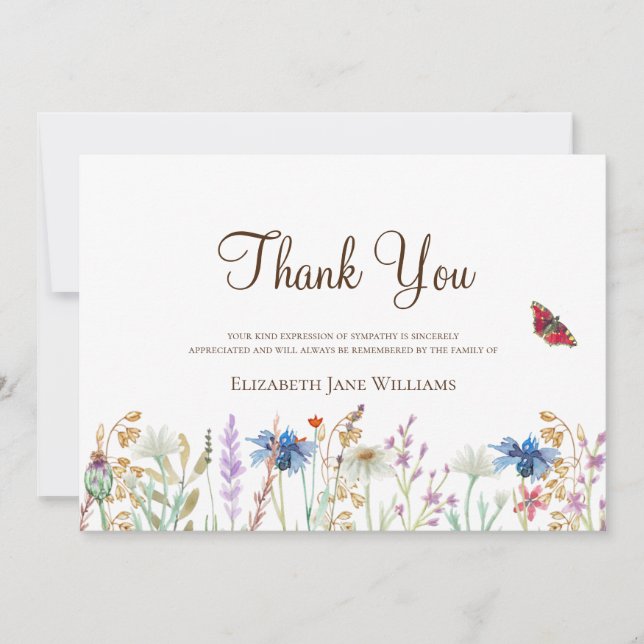 Fleur sauvage de deuil funéraire Merci (Devant)