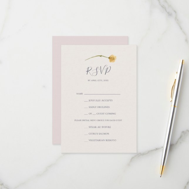 Fleur sauvage de printemps | Carte RSVP de choix d (Devant/Arrière en situation)