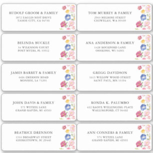 Fleur sauvage de printemps coloré Étiquette de adr