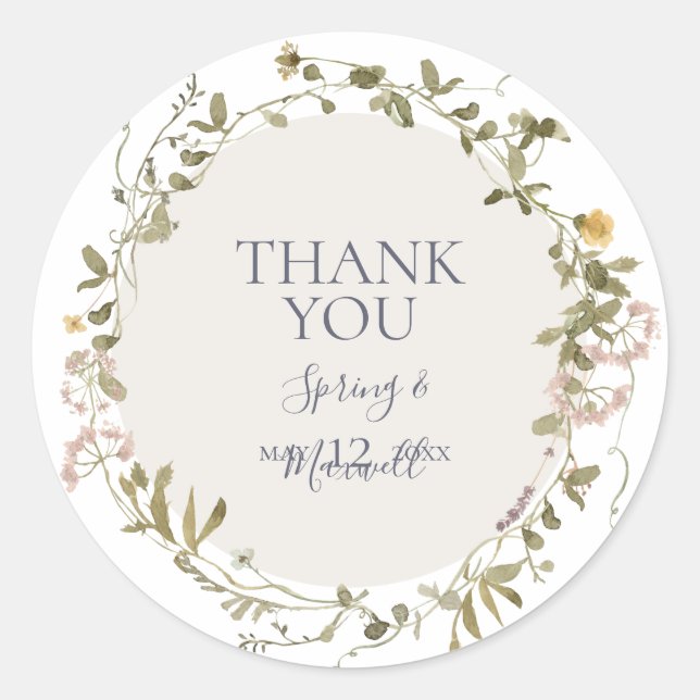 Fleur sauvage de printemps | Sticker en Merci blan (Devant)