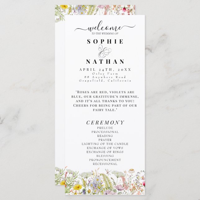 Fleur sauvage d'été du printemps | Programme de ma (Devant / Derrière)