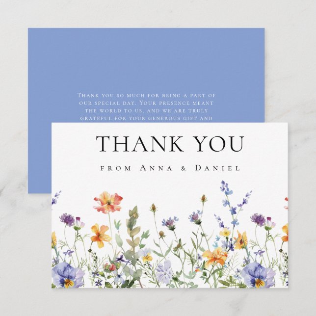 Fleur sauvage d'été Jardin Carte de remerciements  (Devant / Derrière)