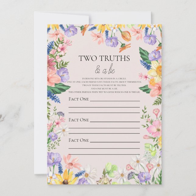 Fleur sauvage Deux Vérités et une carte de jeu pou (Devant)